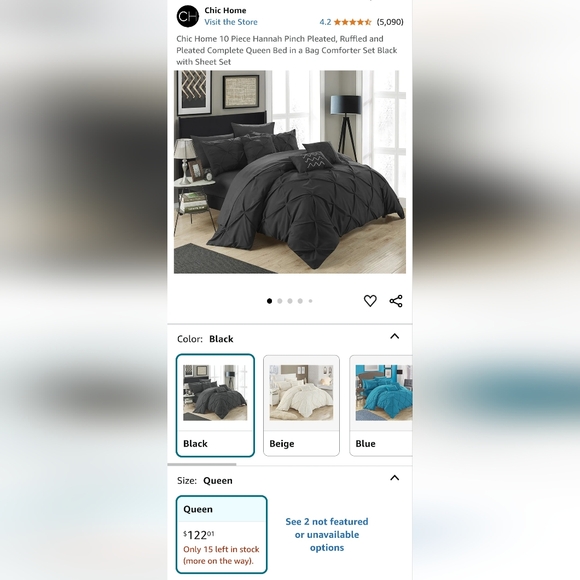 NWOT ChicHome 10pc Queen Comforter Set